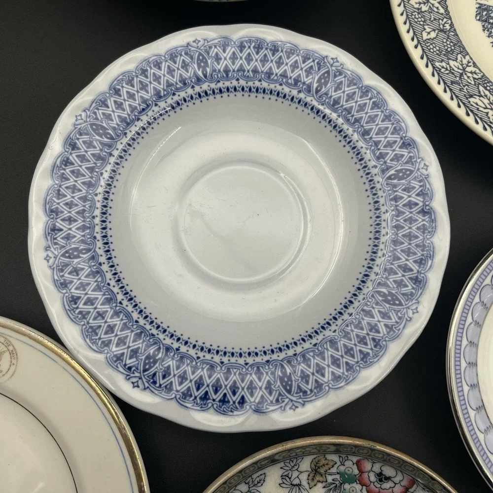 Mixed‎ Blue White China Lot 12 Pcs Kinkade Chateau Frontenac Queen Mother Imari